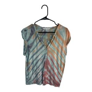 Young Fabulous & Broke Women’s Tie Dye Button Down T-Shirt Festival Hippie Y2K